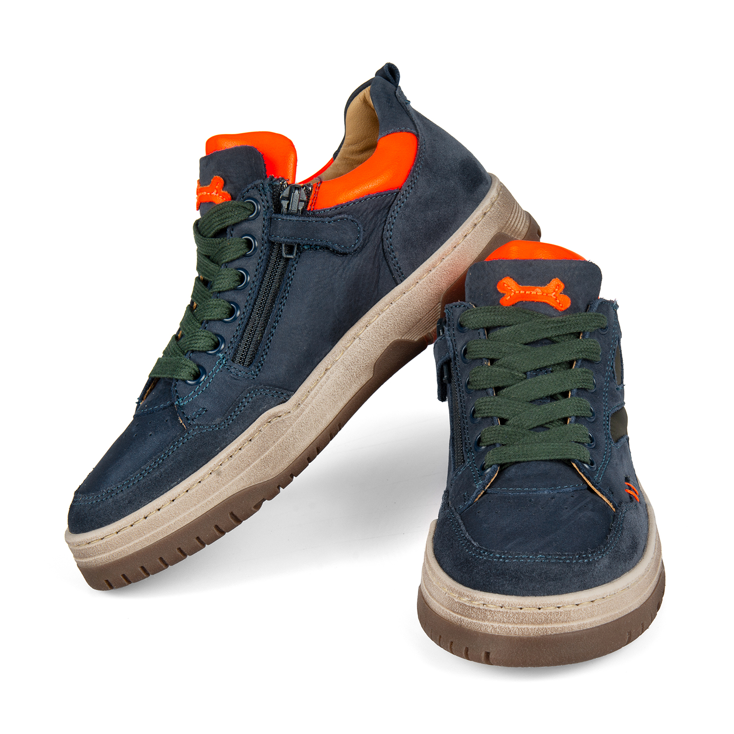 MARCH crs - calf navy + orange fluo