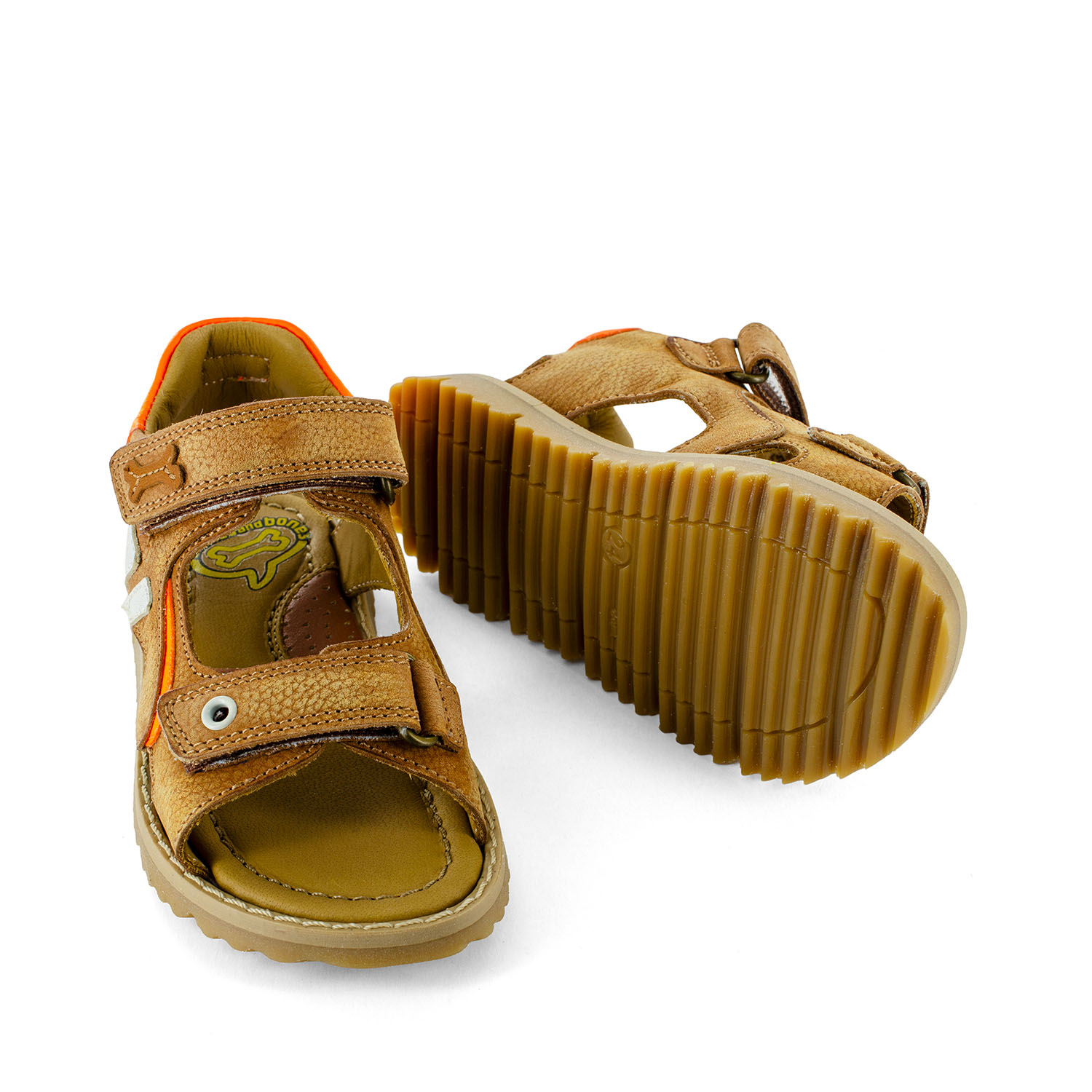 LINUS calf cuoio + orange fluo