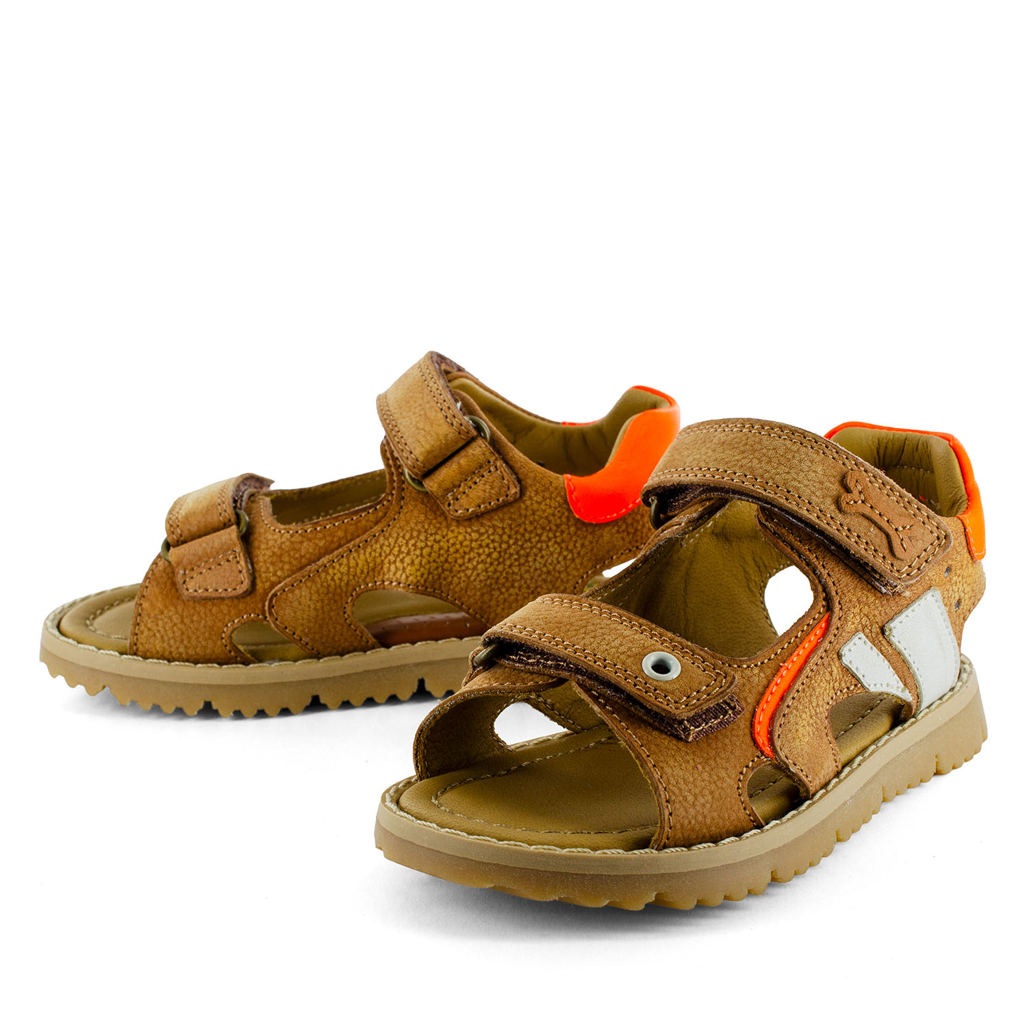 LINUS calf cuoio + orange fluo