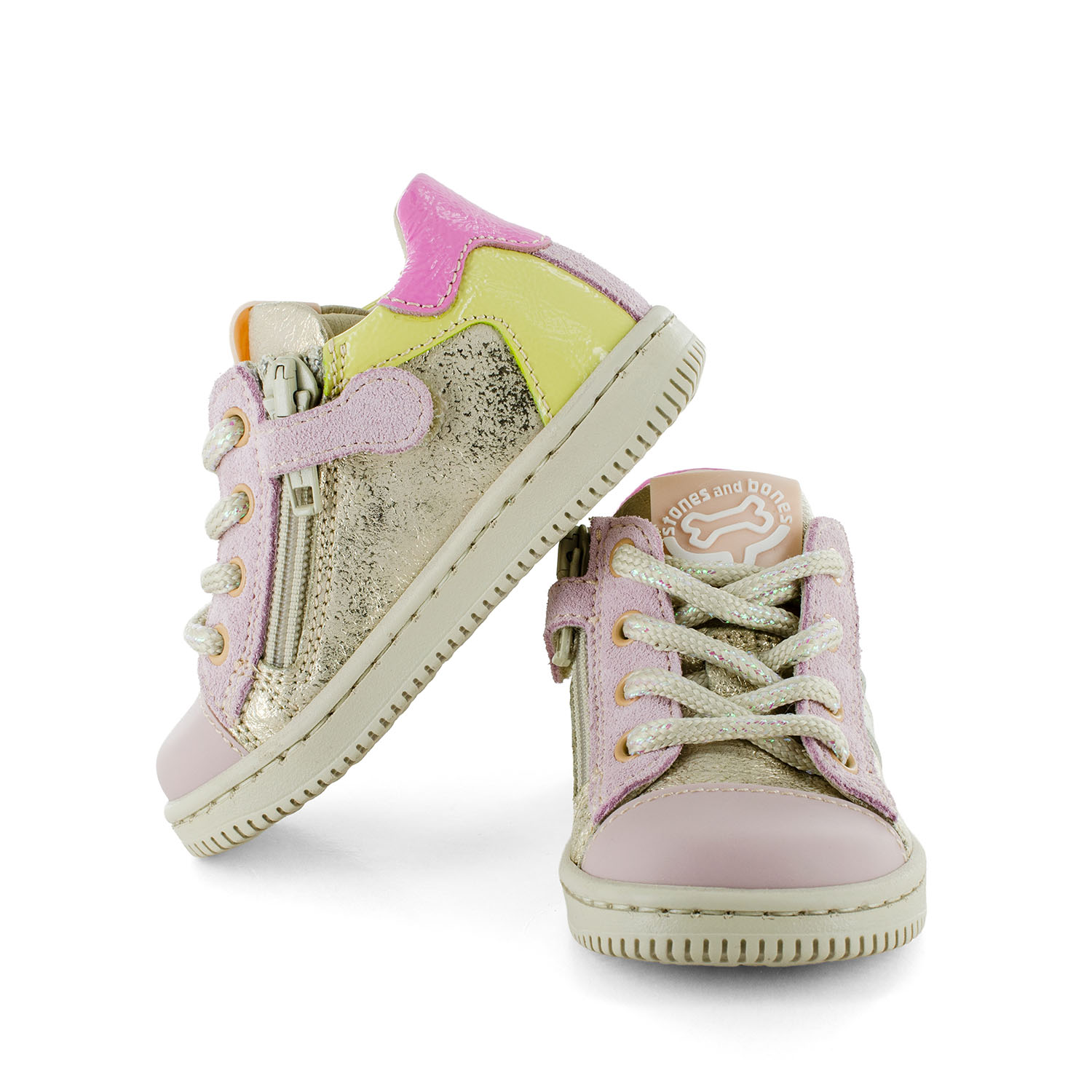 NATY calf - metal platin + old rose