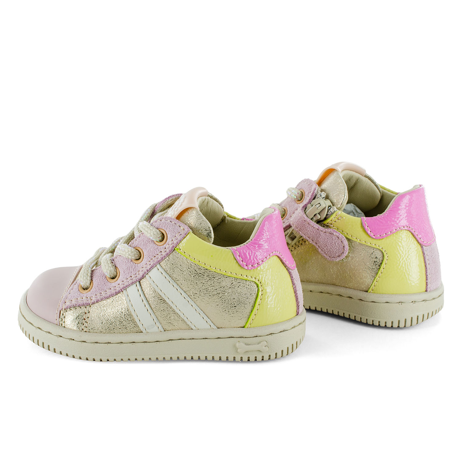 NATY calf - metal platin + old rose