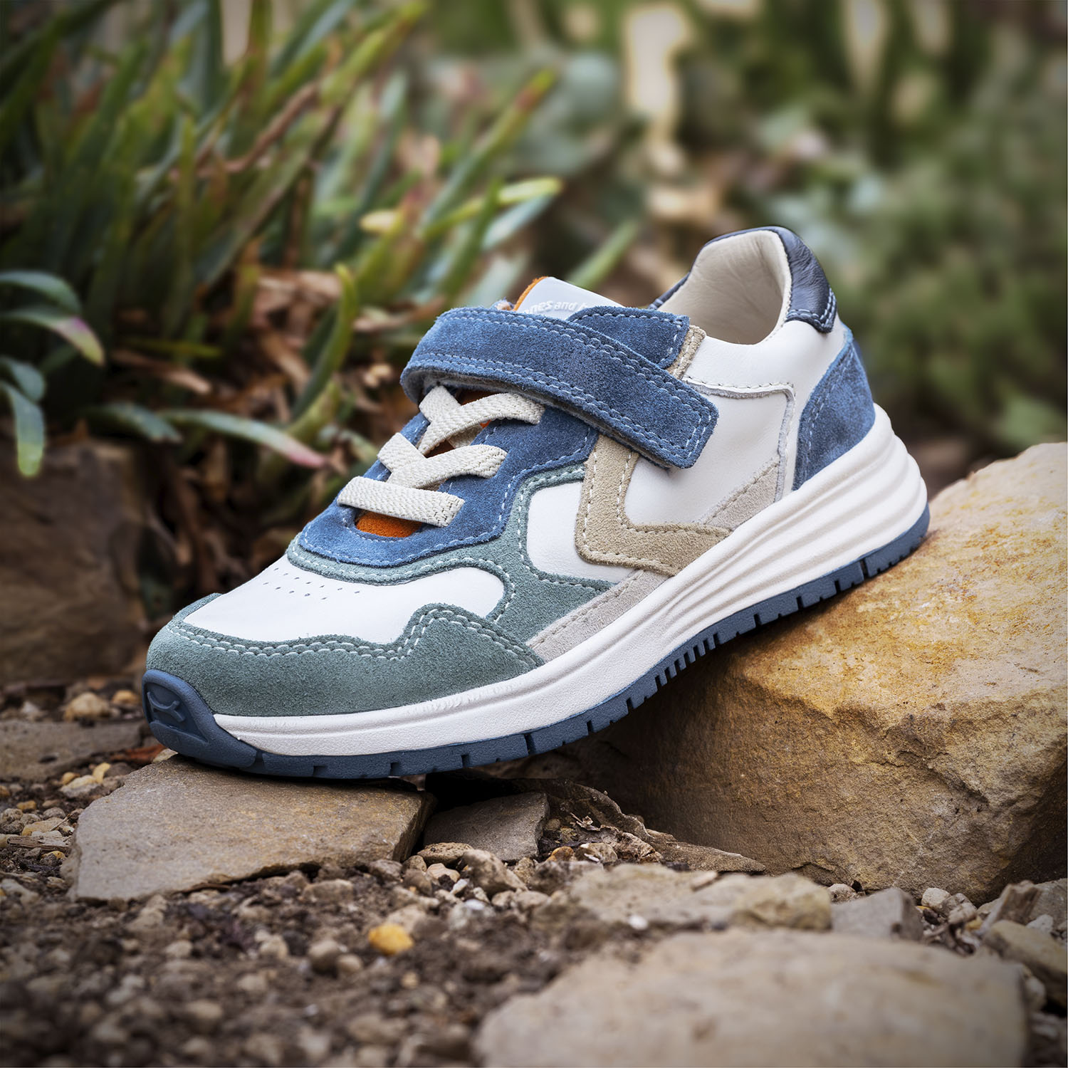 SKIER crs - calf o.white + teal