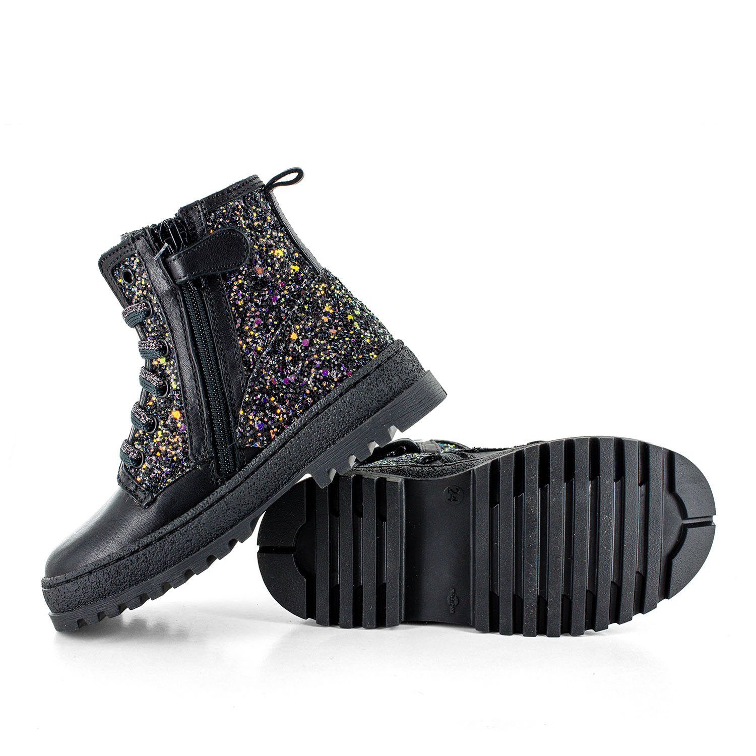 BLESA calf - glitter black