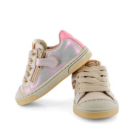 DALY calf - metal nude + coral fluo