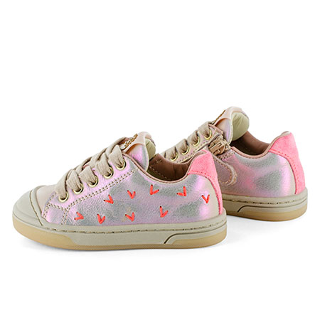 DALY calf - metal nude + coral fluo