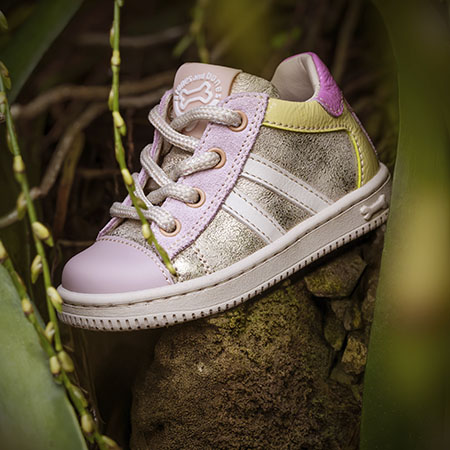 NATY calf - metal platin + old rose