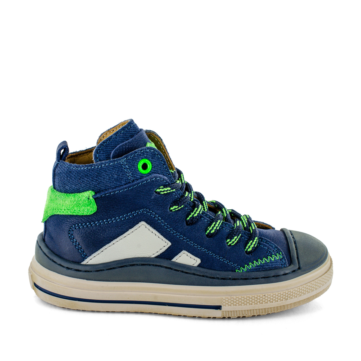 LASET calf - crs navy + verde fluo